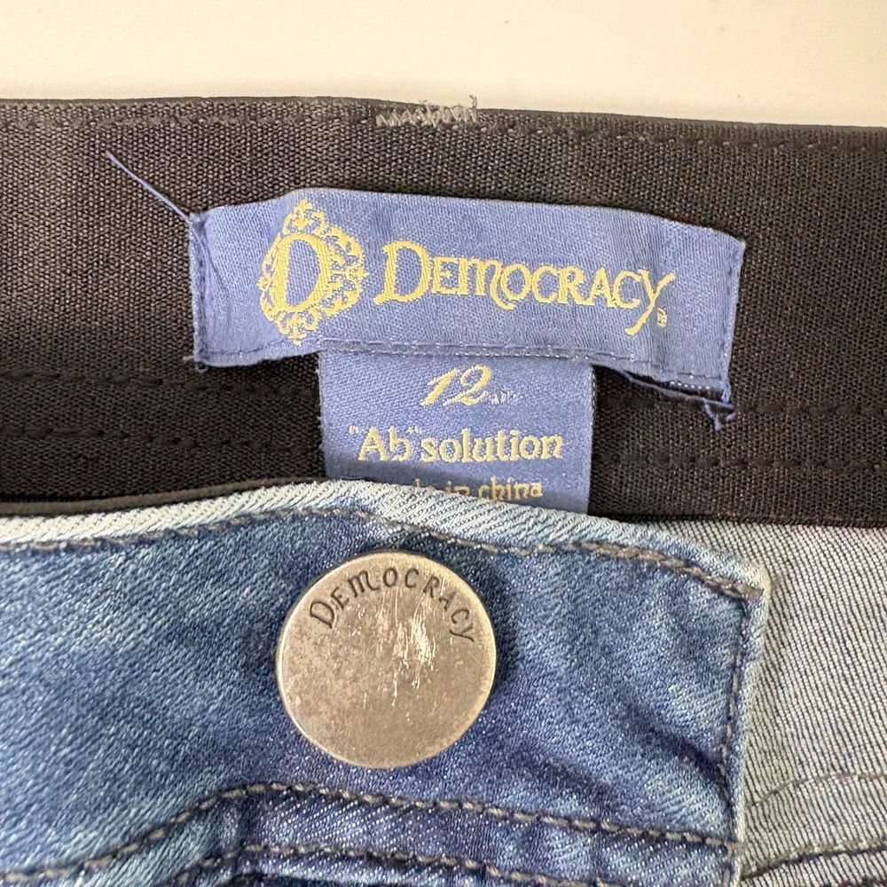 Democracy Denim Mini Skirt Women 12 Blue Ab Solution Zipper Pockets Cowgirl Y2K